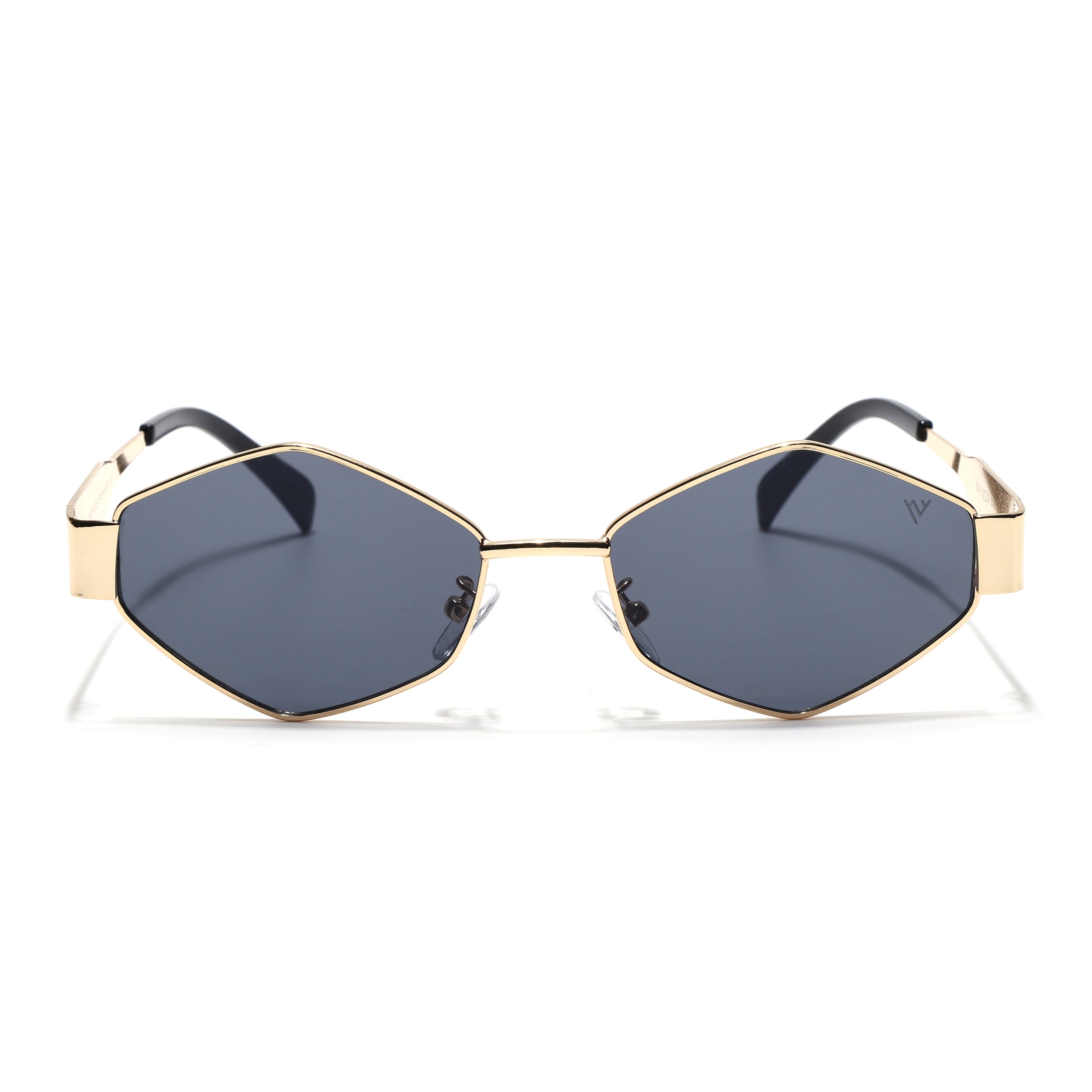 Voyage Hexagon Sunglasses for Men & Women (Black Lens | Golden Frame - MG7393)