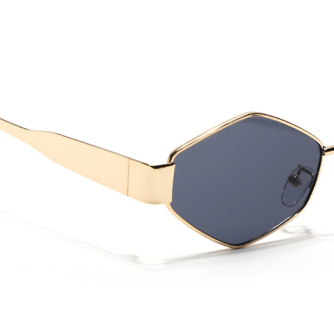 Voyage Hexagon Sunglasses for Men & Women (Black Lens | Golden Frame - MG7393)