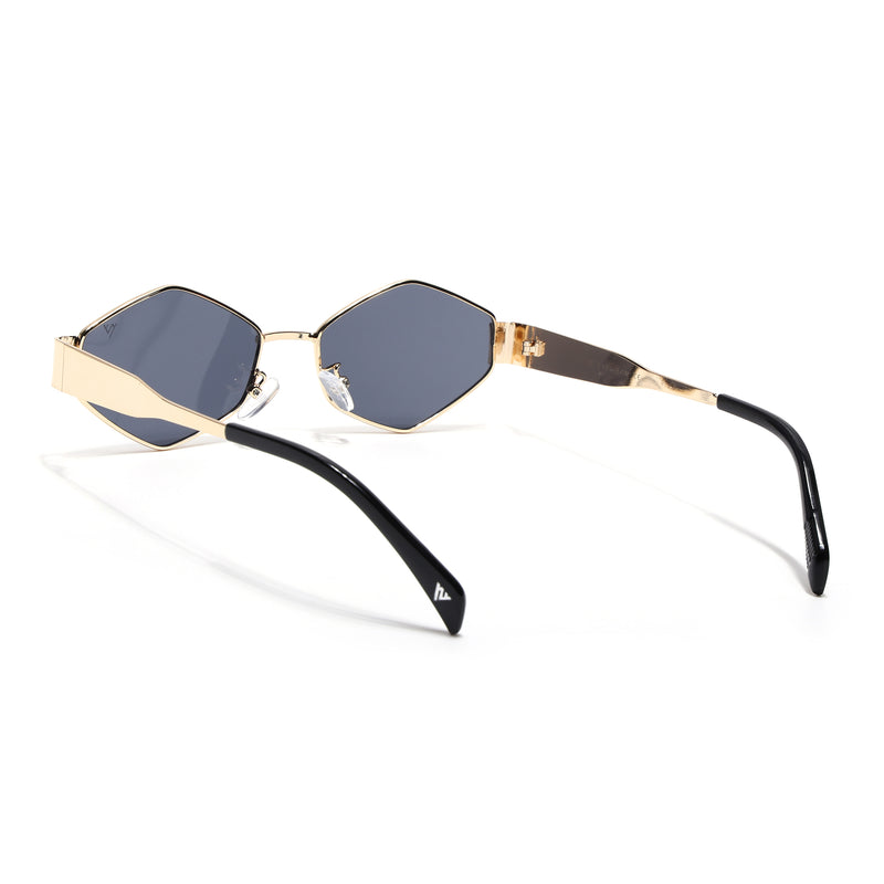 Voyage Hexagon Sunglasses for Men & Women (Black Lens | Golden Frame - MG7393)