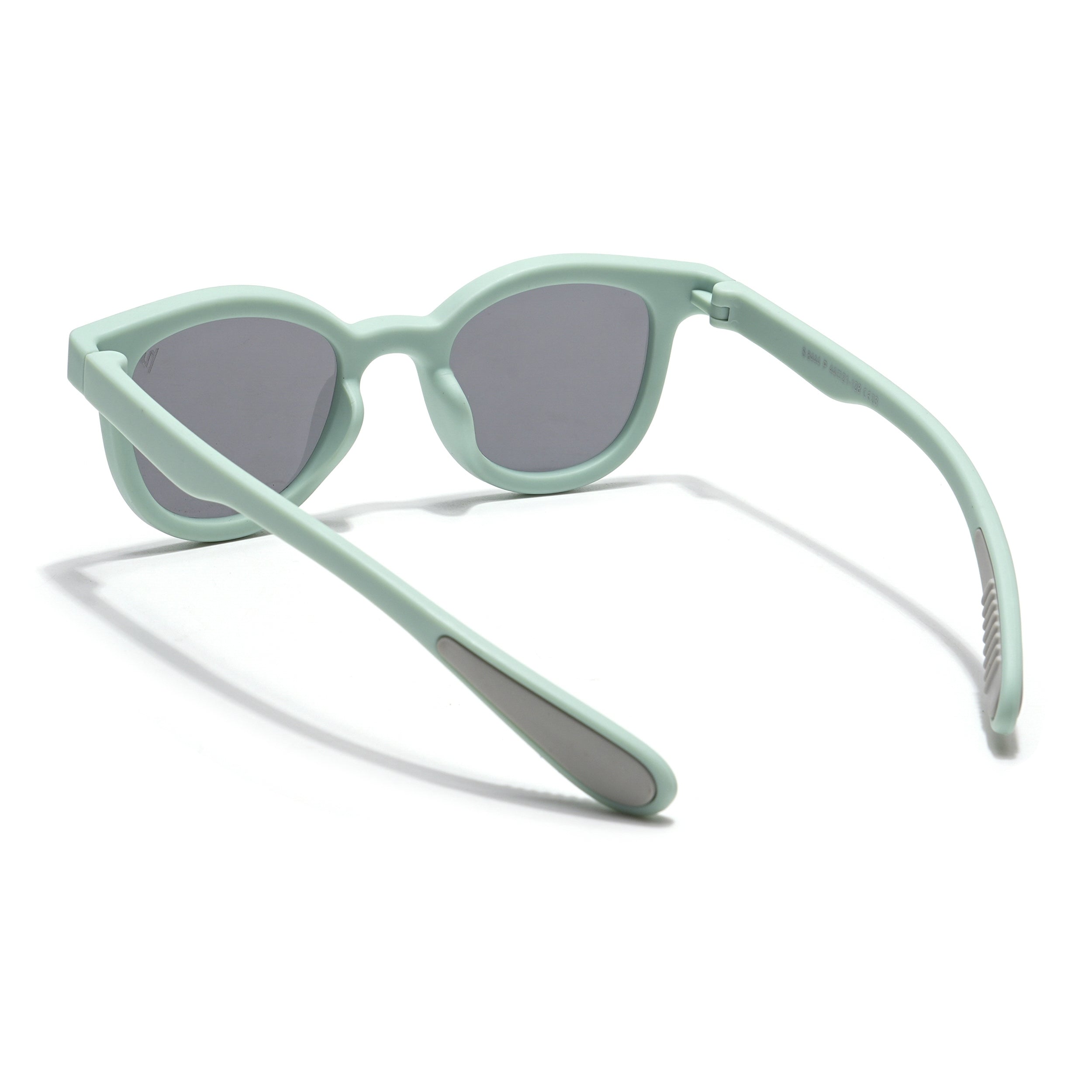 Foldable Round Polarized Sunglasses for Kids -6 yrs To 12 yrs (Black Lens | Parrot Green Frame - PMG5910)