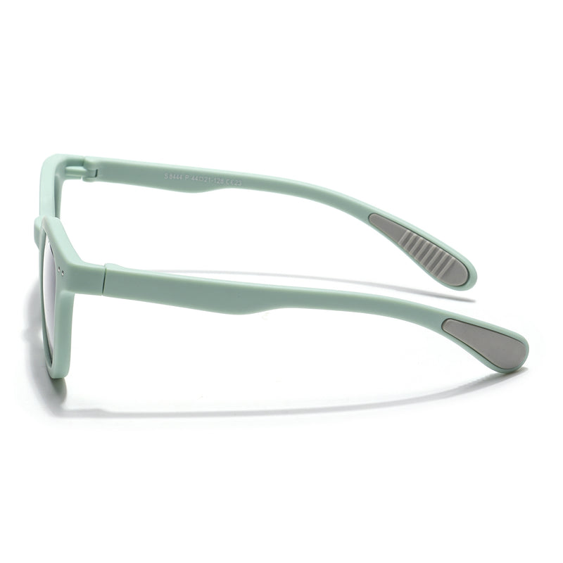 Foldable Round Polarized Sunglasses for Kids -6 yrs To 12 yrs (Black Lens | Parrot Green Frame - PMG5910)