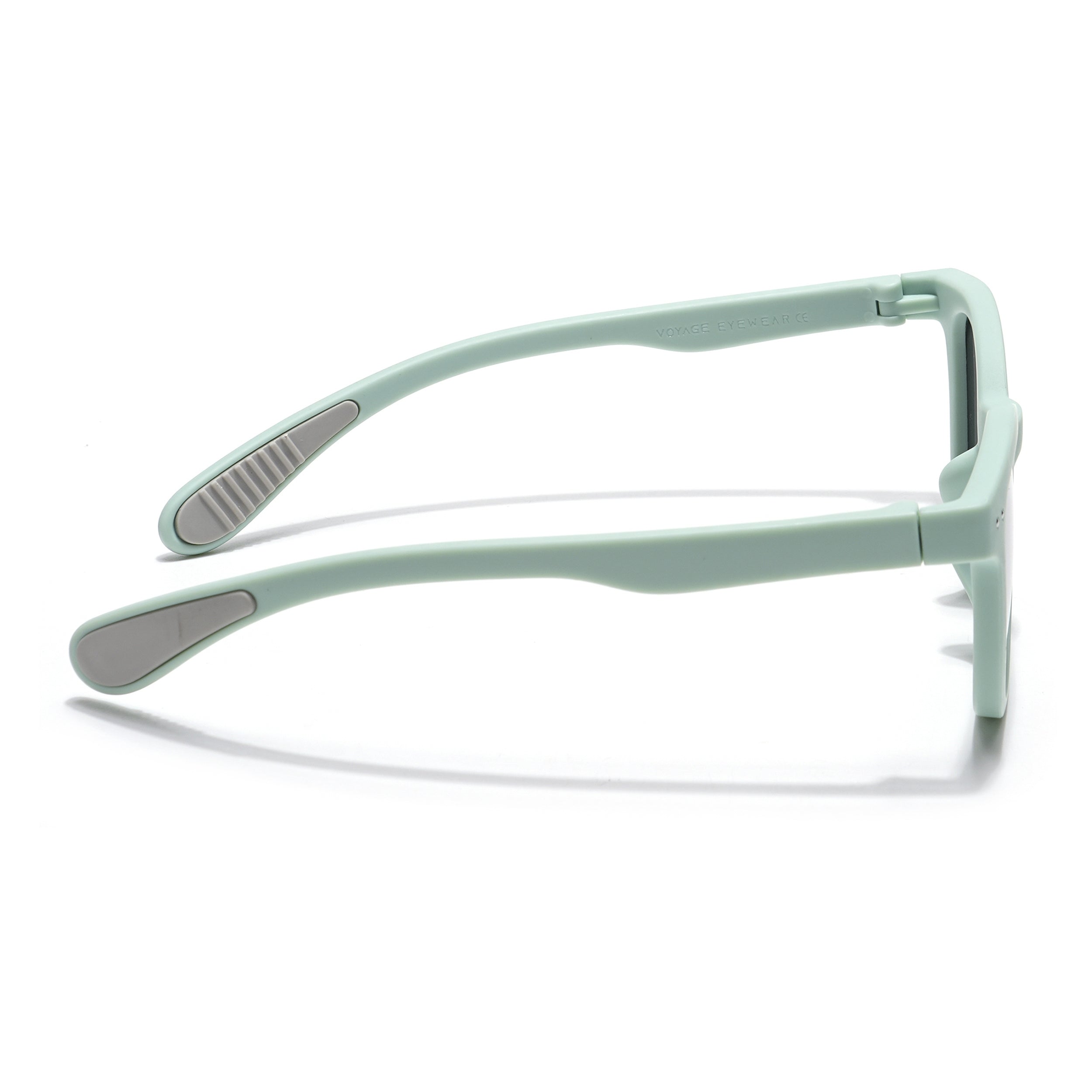 Foldable Round Polarized Sunglasses for Kids -6 yrs To 12 yrs (Black Lens | Parrot Green Frame - PMG5910)