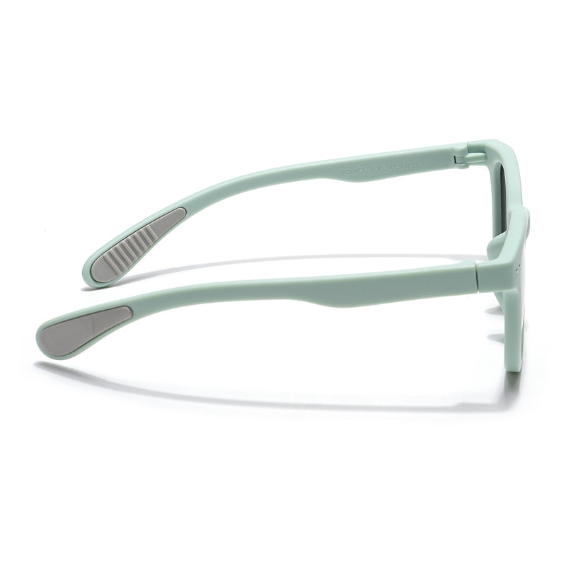 Foldable Round Polarized Sunglasses for Kids -6 yrs To 12 yrs (Black Lens | Parrot Green Frame - PMG5910)