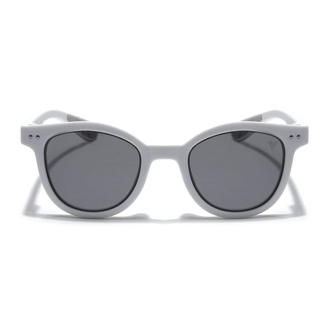 Foldable Round Polarized Sunglasses for Kids -6 yrs To 12 yrs (Black Lens | White Frame - PMG5911)