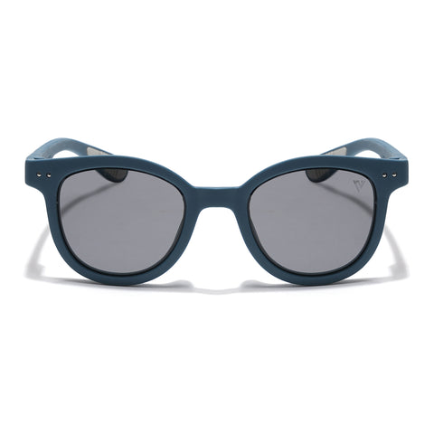 Foldable Round Polarized Sunglasses for Kids -6 yrs To 12 yrs (Black Lens | Dark Green Frame - PMG5912)