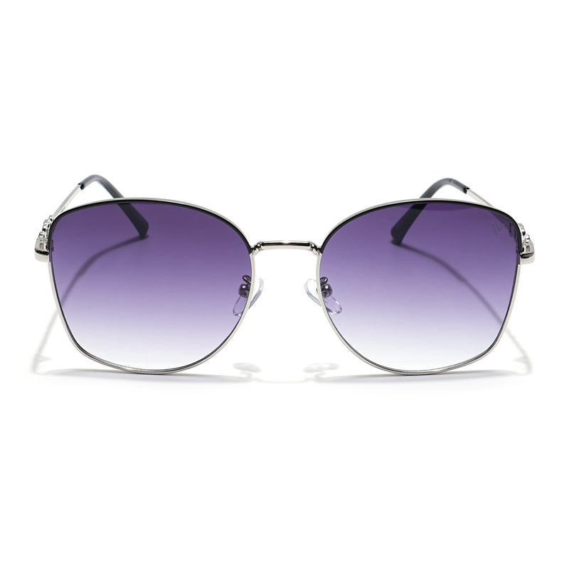 Oversize Sunglasses (Grey & Clear Lens | Silver Frame - MG6034)