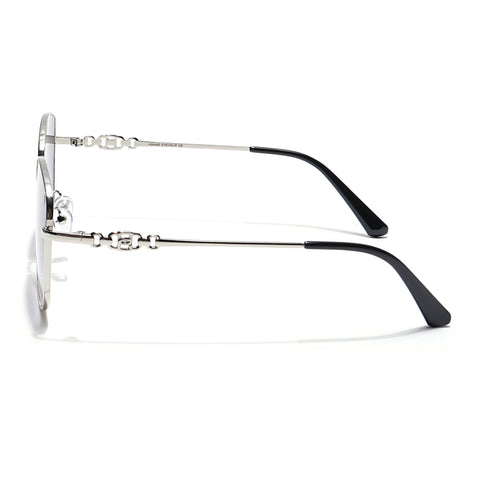 Oversize Sunglasses (Grey & Clear Lens | Silver Frame - MG6034)