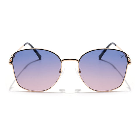 Oversize Sunglasses (Grey & Pink Lens | Golden Frame - MG6036)