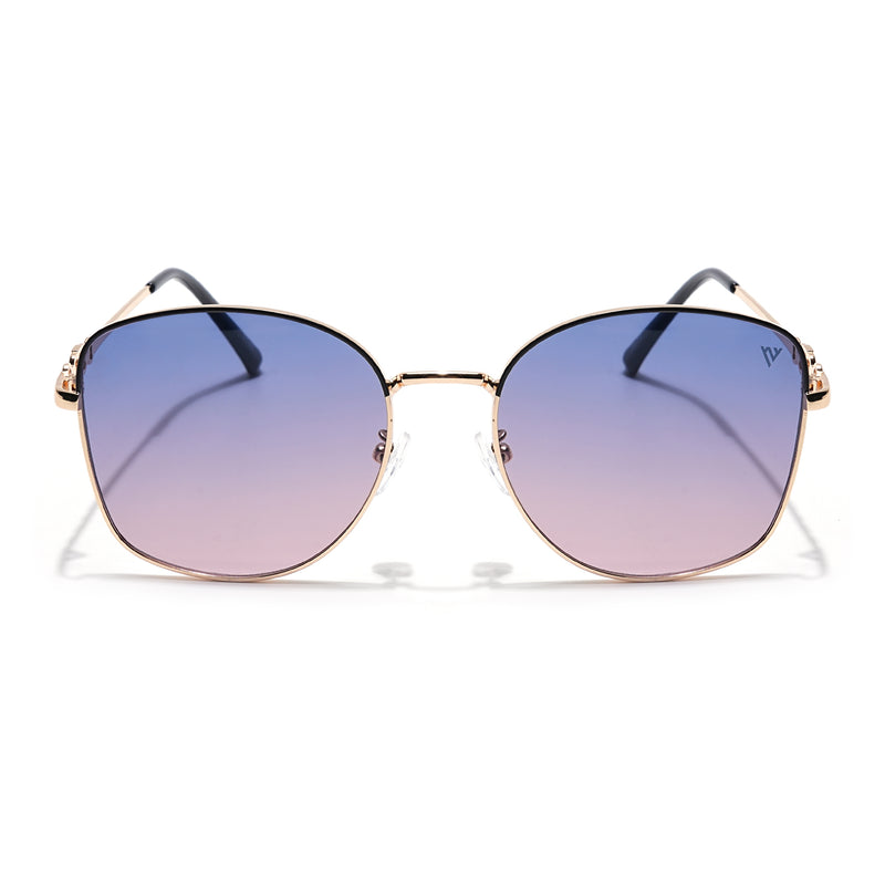 Oversize Sunglasses (Grey & Pink Lens | Golden Frame - MG6036)
