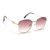 Oversize Sunglasses (Brown & Clear Lens | Golden Frame - MG6037)