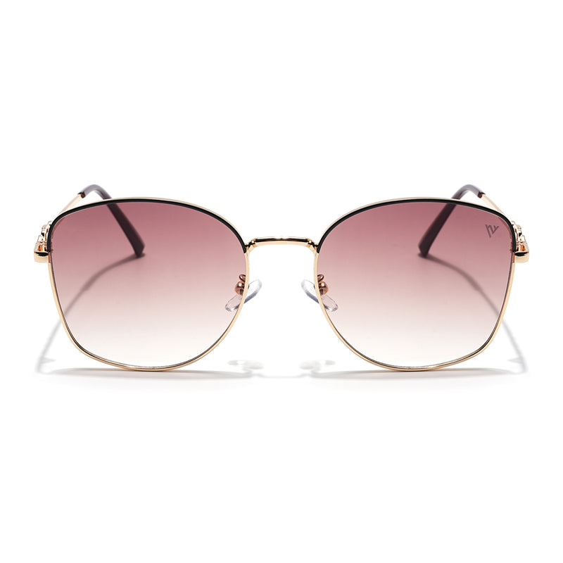 Oversize Sunglasses (Brown & Clear Lens | Golden Frame - MG6037)