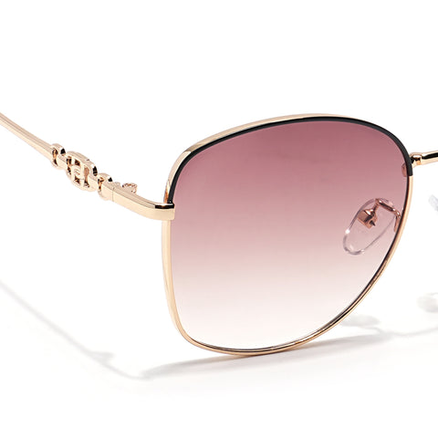 Oversize Sunglasses (Brown & Clear Lens | Golden Frame - MG6037)
