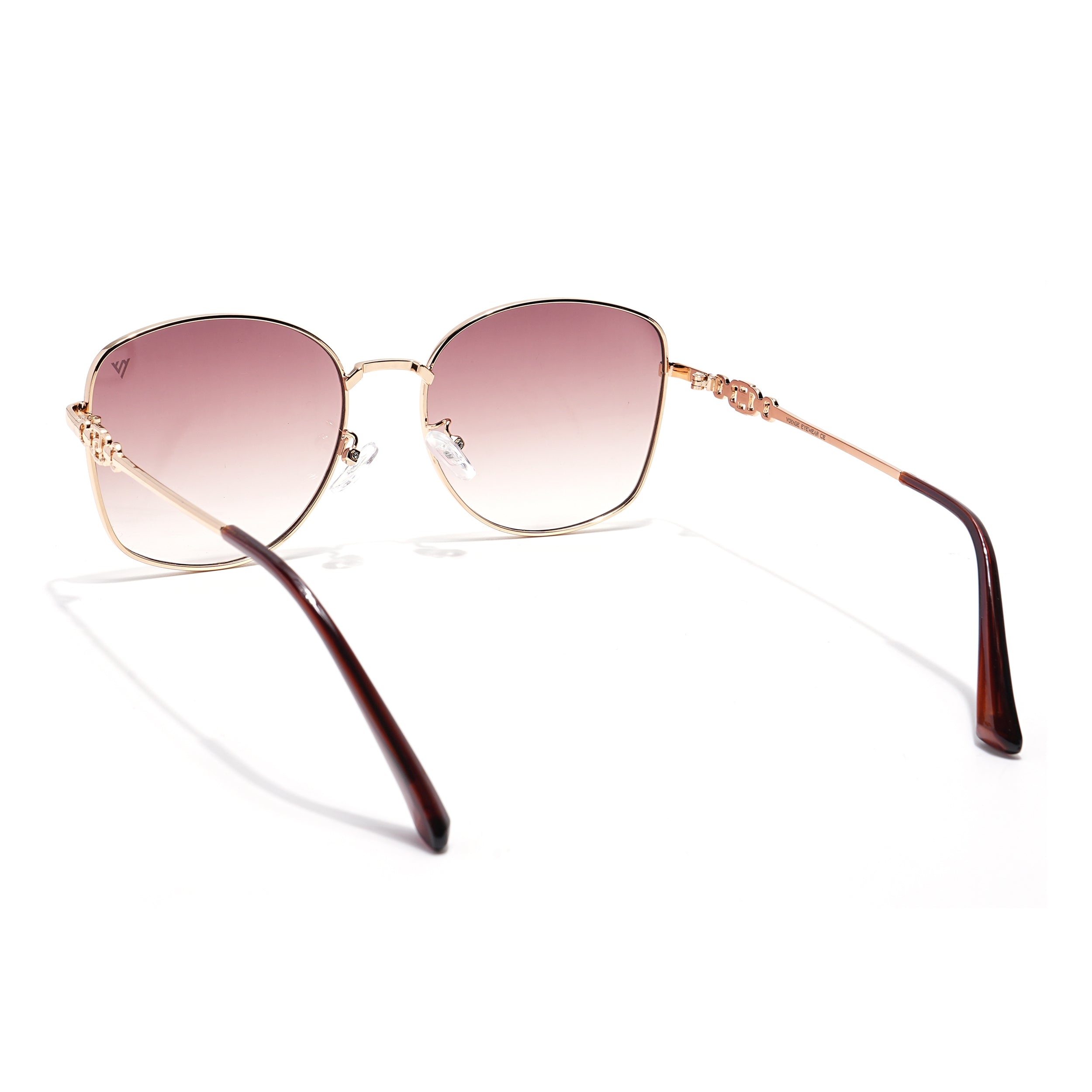 Oversize Sunglasses (Brown & Clear Lens | Golden Frame - MG6037)