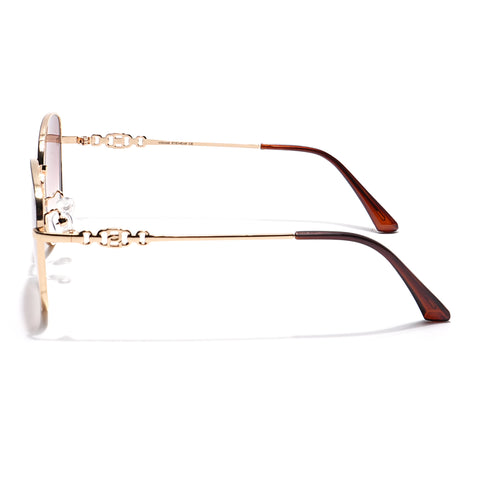 Oversize Sunglasses (Brown & Clear Lens | Golden Frame - MG6037)