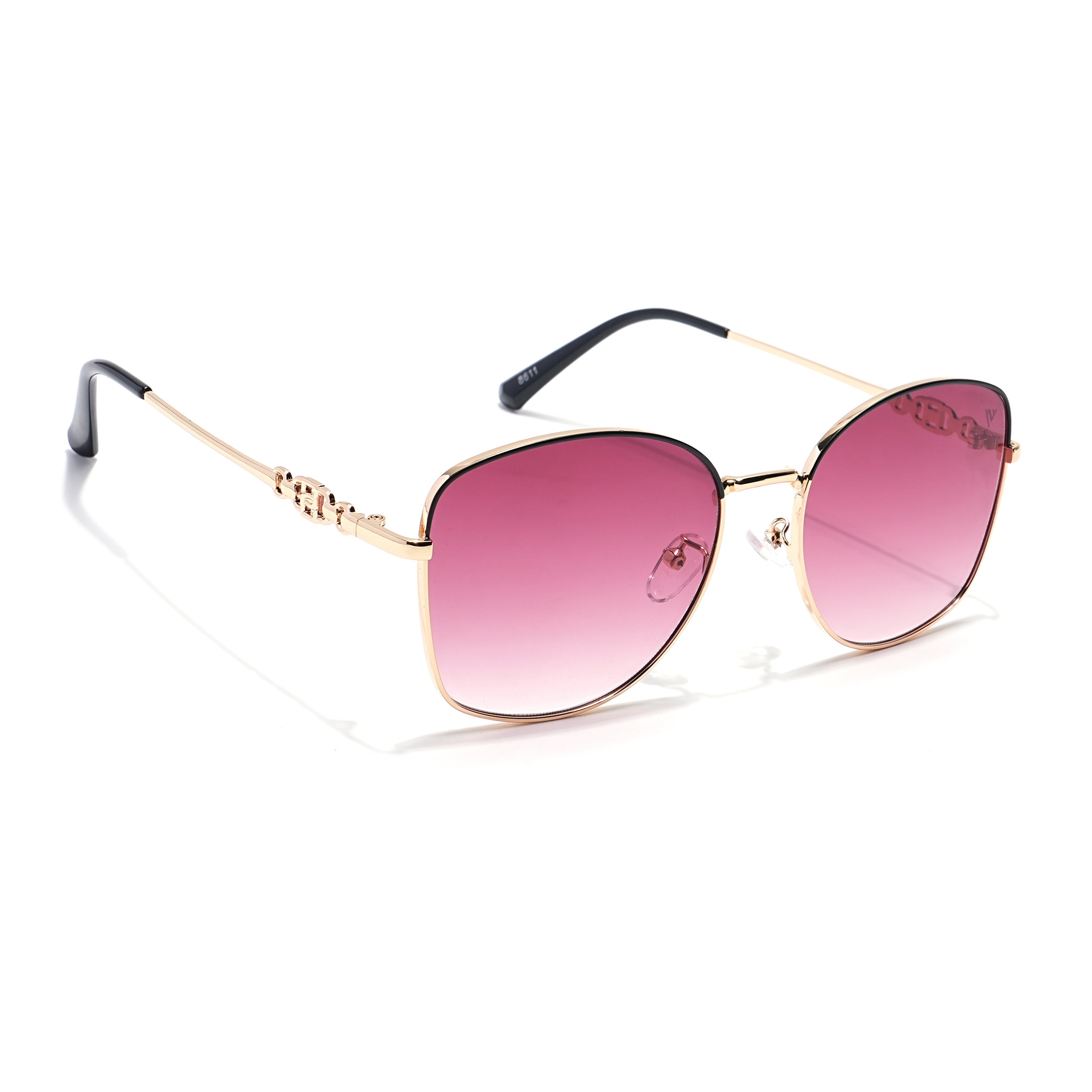 Oversize Sunglasses (Red & Clear Lens | Golden Frame - MG6038)