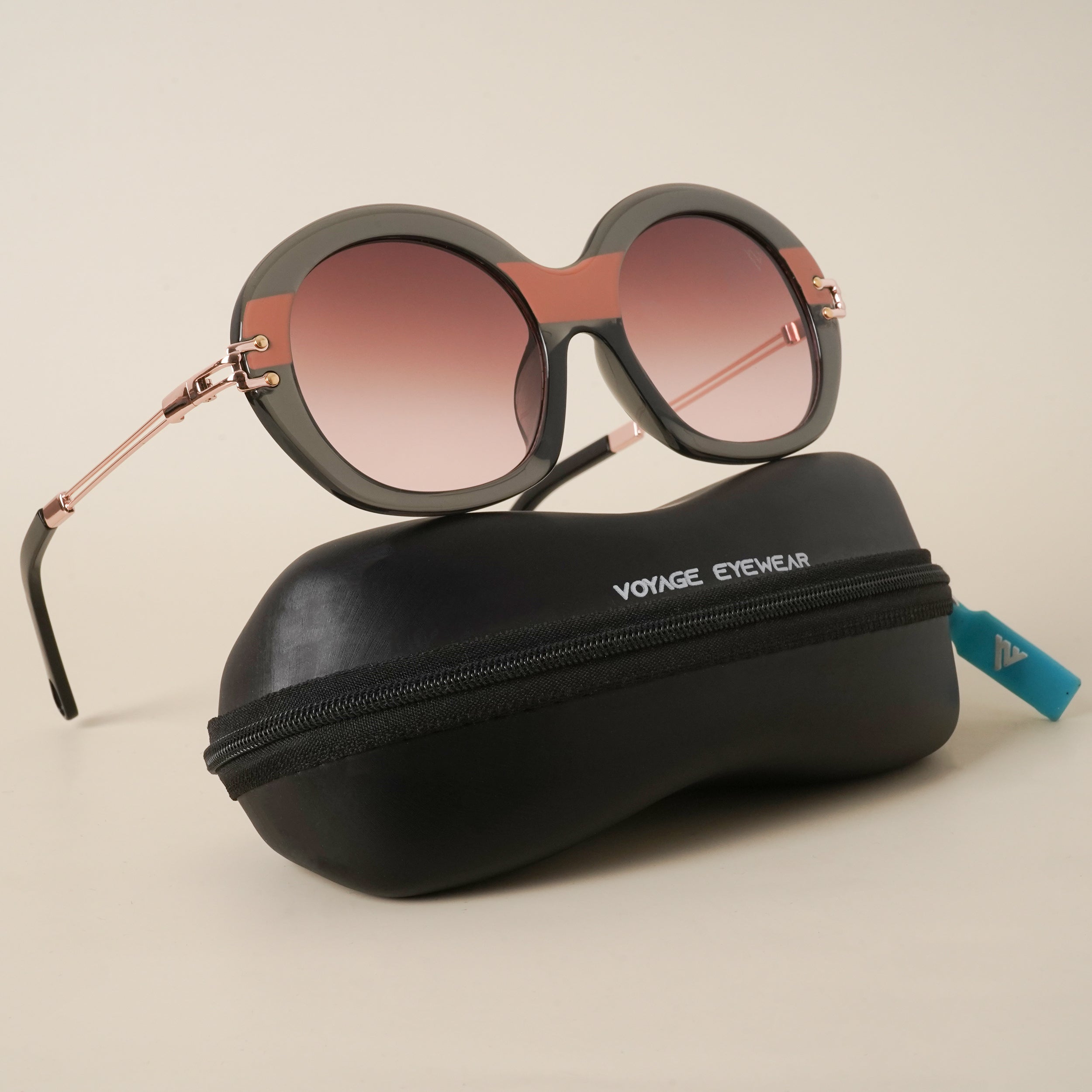 Voyage Light Brown & Pink Over Size Sunglasses (86585MG3912)
