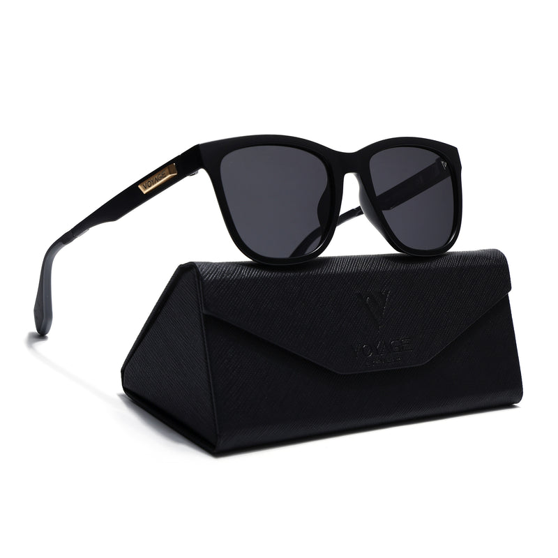 Active Matte Black Polarized Wayfarer Sunglasses - PMG4465