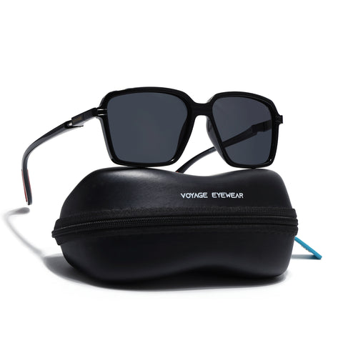 Hydra | Shine Black Polarized Square Sunglasses | PMG6653