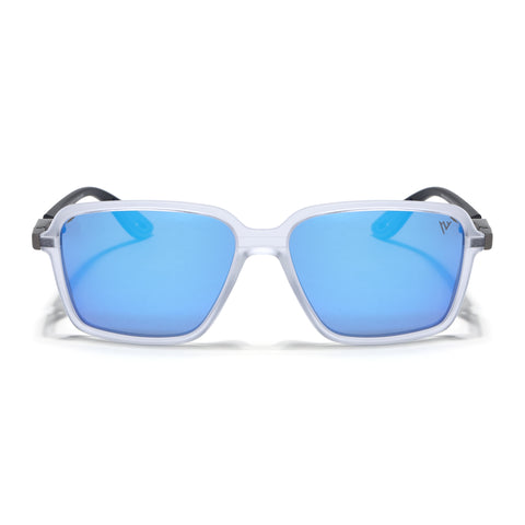 Hydra | Aqua Blue Reflector Polarized Square Sunglasses |  PMG6659