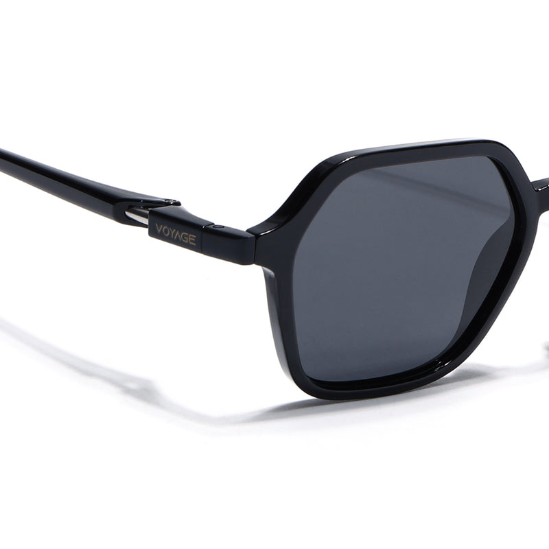 EdgeX | Shine Black Polarized Hexagon Sunglasses | PMG6639