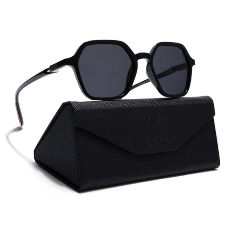 EdgeX | Shine Black Polarized Hexagon Sunglasses | PMG6639
