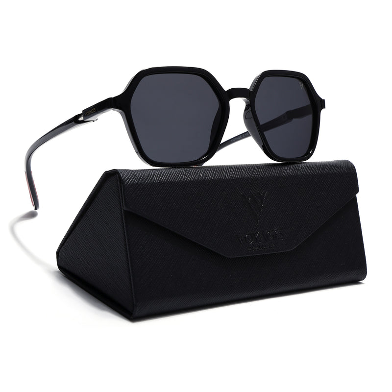 EdgeX | Shine Black Polarized Hexagon Sunglasses | PMG6639