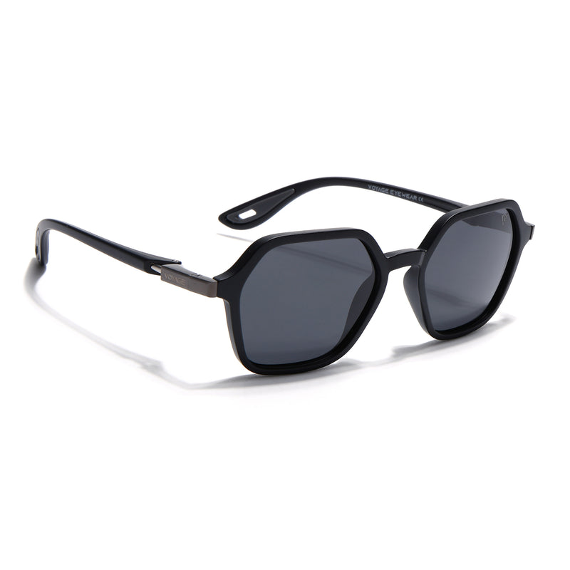 EdgeX | Matt Black Polarized Hexagon Sunglasses | PMG6640