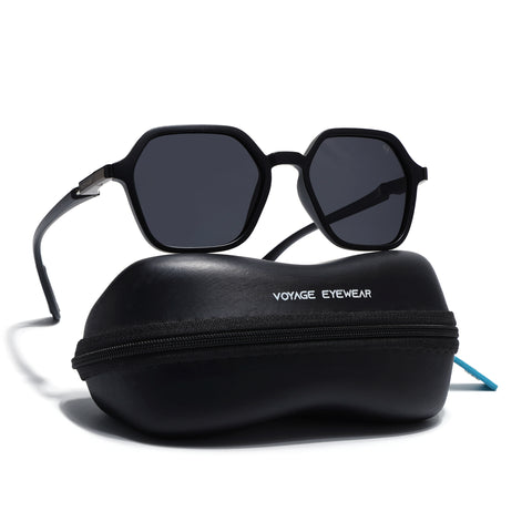 EdgeX | Matt Black Polarized Hexagon Sunglasses | PMG6640