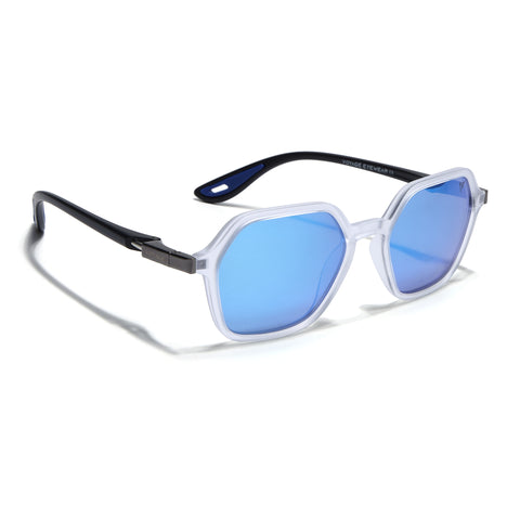 EdgeX | Aqua Blue Reflector Polarized Hexagon Sunglasses | PMG6645