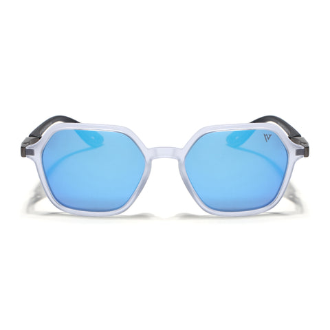 EdgeX | Aqua Blue Reflector Polarized Hexagon Sunglasses | PMG6645