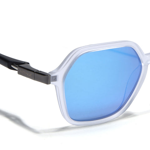 EdgeX | Aqua Blue Reflector Polarized Hexagon Sunglasses | PMG6645