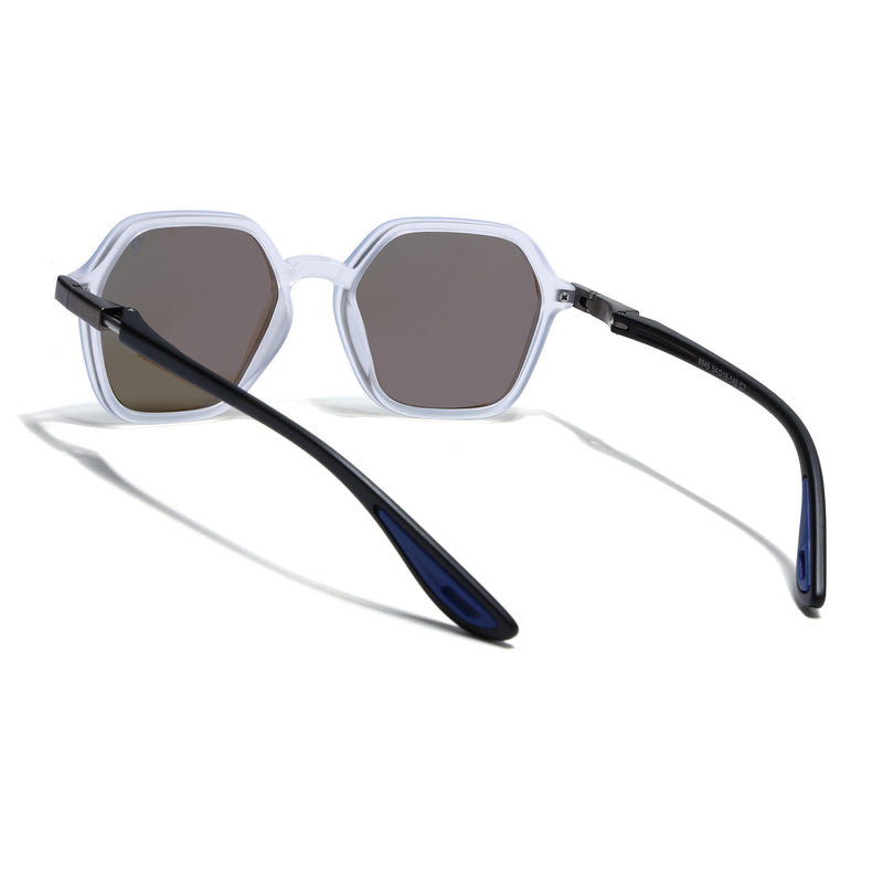 EdgeX | Aqua Blue Reflector Polarized Hexagon Sunglasses | PMG6645