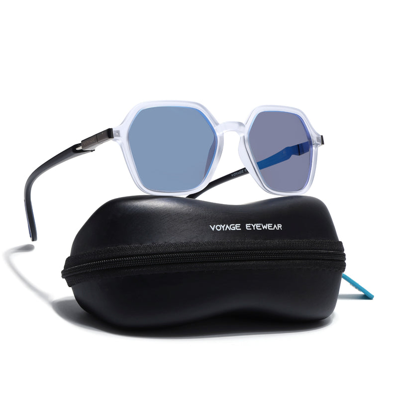 EdgeX | Aqua Blue Reflector Polarized Hexagon Sunglasses | PMG6645