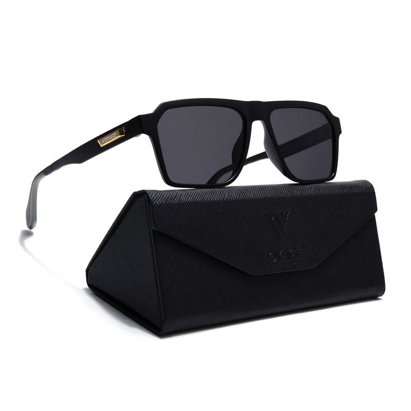 Active Matte Black Polarized Wayfarer Sunglasses - PMG4452