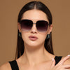 Square Sunglasses (Grey & Clear Lens | Black Frame - MG6002)