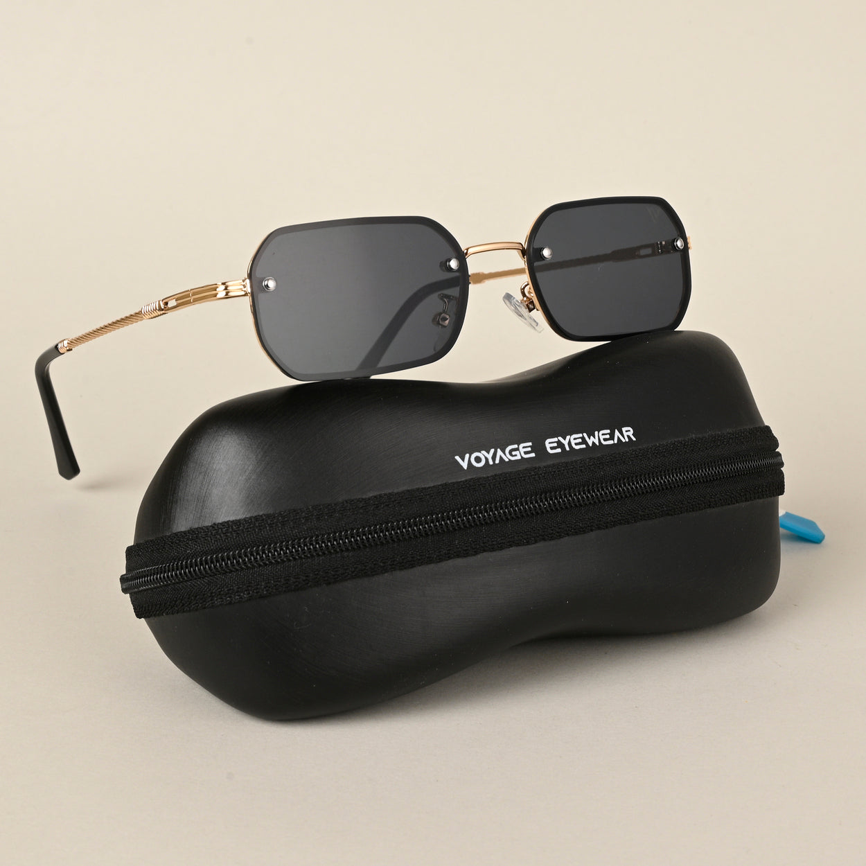 Voyage Black Rectangle Sunglasses for Men & Women (9032MG4321)