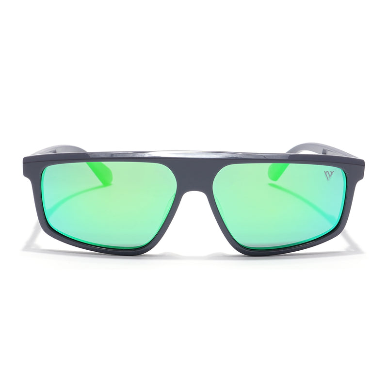 Voyage Select Rectangle Sunglasses (Green Lens | Grey Frame - SLPMG6201)