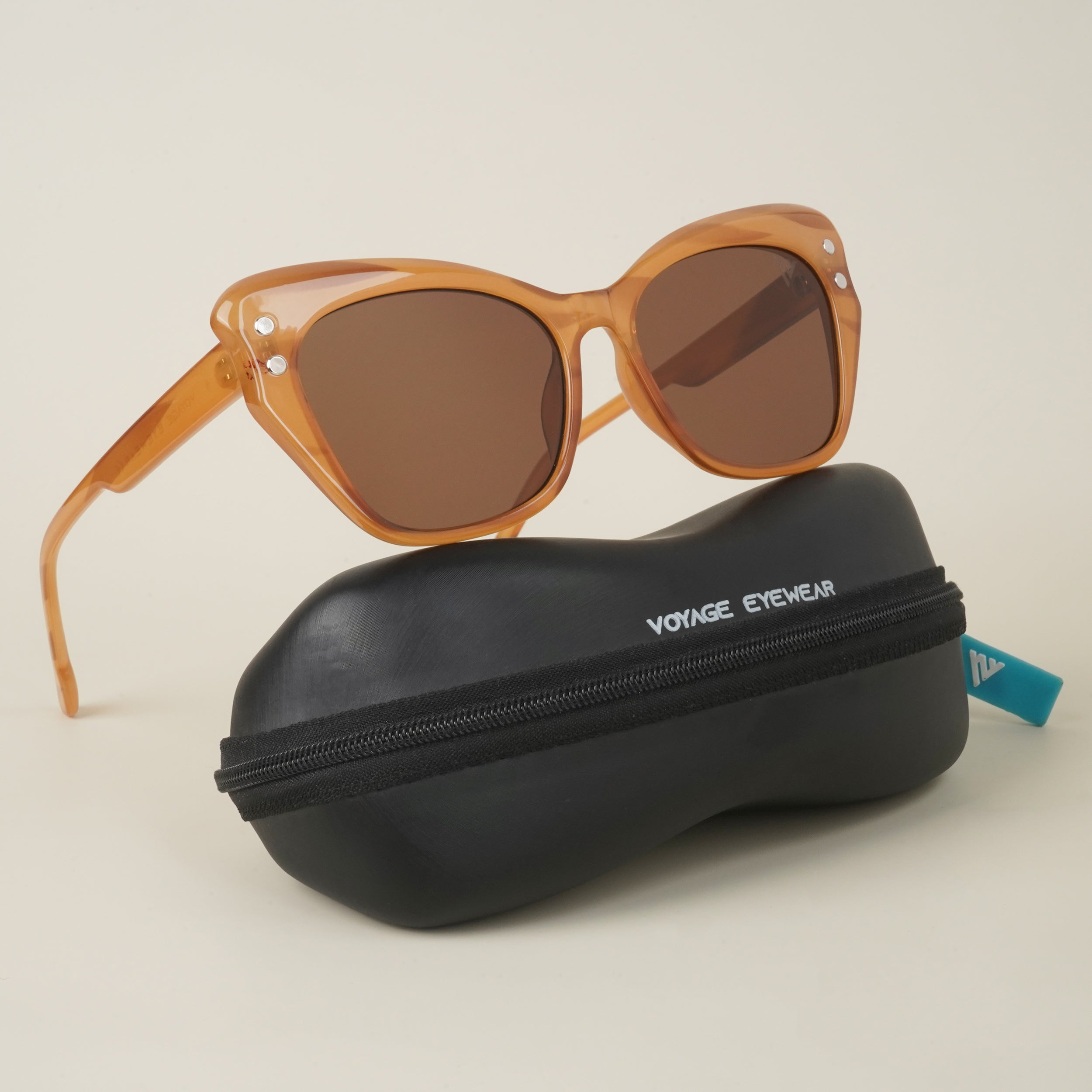 Voyage Light Brown Cateye Sunglasses for Women - MG4109