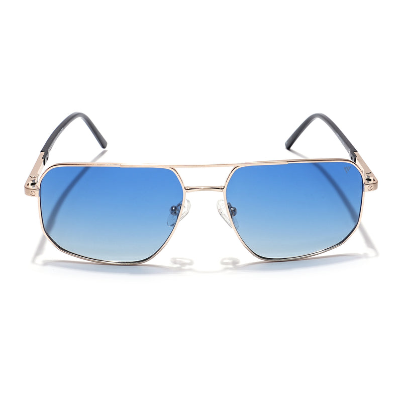 Voyage Select Square Sunglasses (Blue Lens | Golden Frame - SLPMG5947)