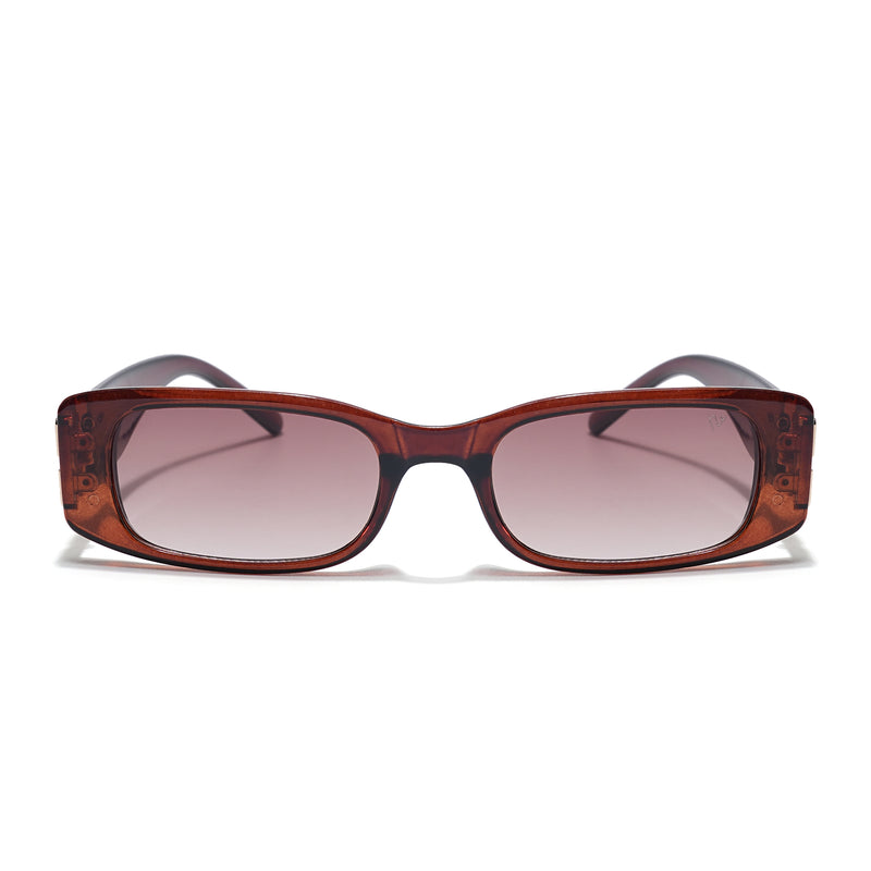 Rectangle Sunglasses (Brown & Clear Lens | Brown Frame - MG5808)