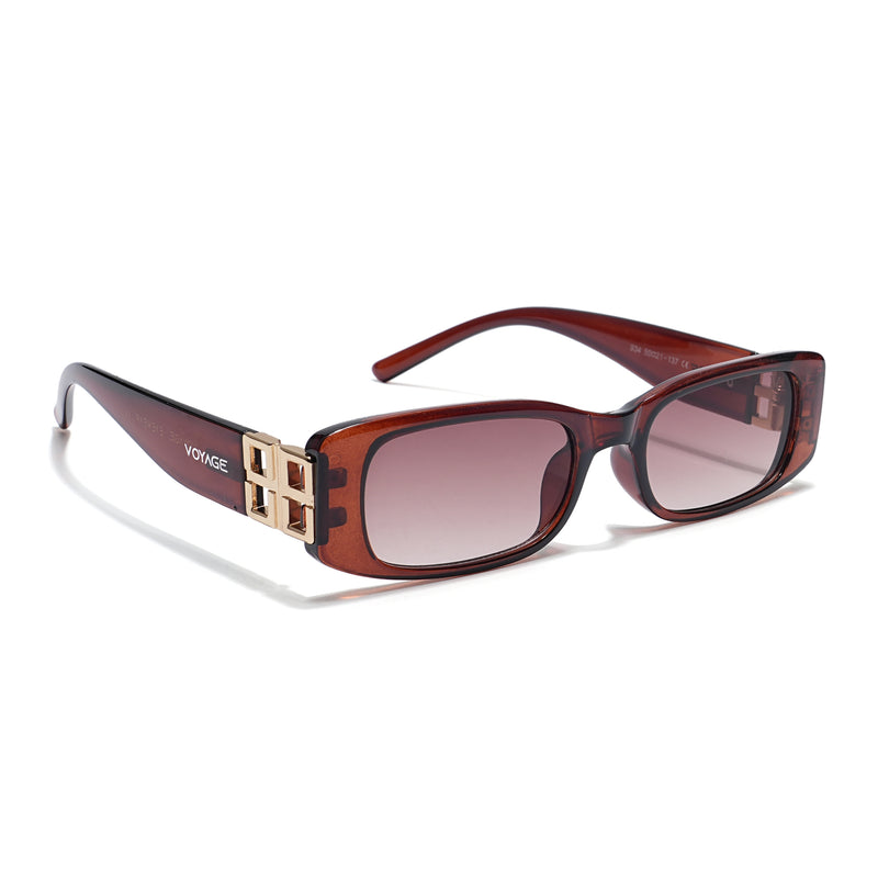 Rectangle Sunglasses (Brown & Clear Lens | Brown Frame - MG5808)