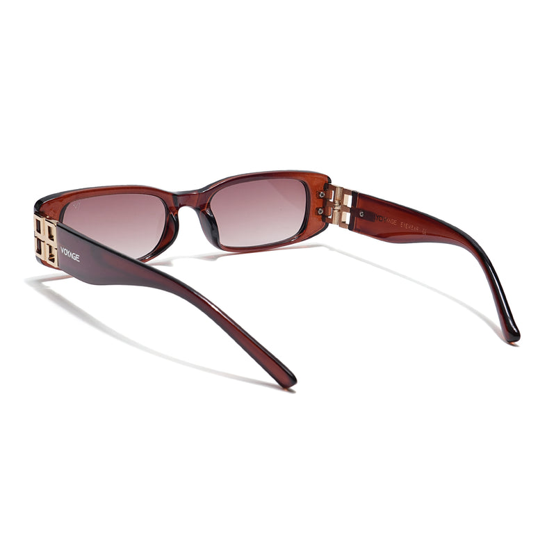 Rectangle Sunglasses (Brown & Clear Lens | Brown Frame - MG5808)
