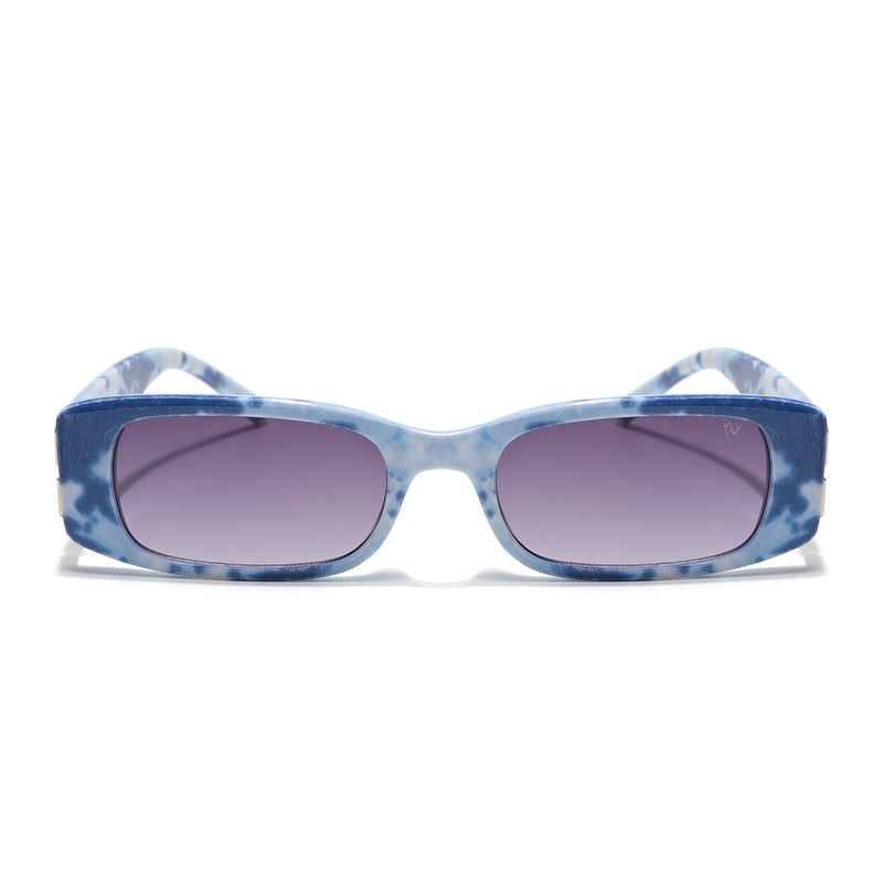 Rectangle Sunglasses (Grey Lens | Blue & White Frame - MG5809)