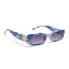 Rectangle Sunglasses (Grey Lens | Blue & White Frame - MG5809)