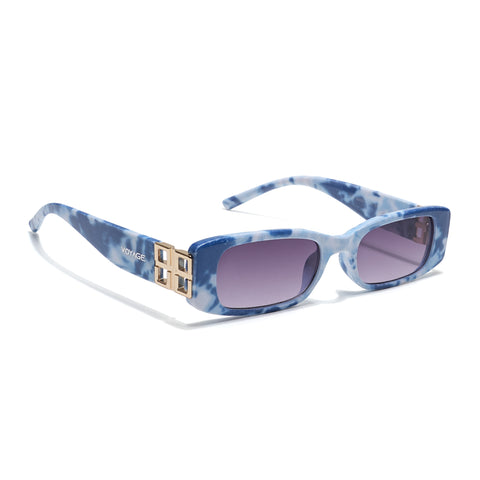 Rectangle Sunglasses (Grey Lens | Blue & White Frame - MG5809)