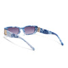 Rectangle Sunglasses (Grey Lens | Blue & White Frame - MG5809)
