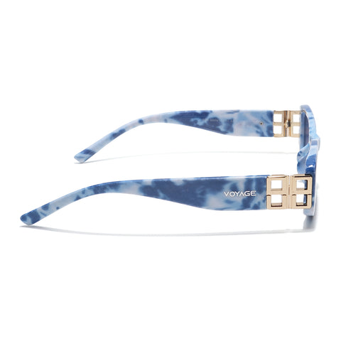 Rectangle Sunglasses (Grey Lens | Blue & White Frame - MG5809)