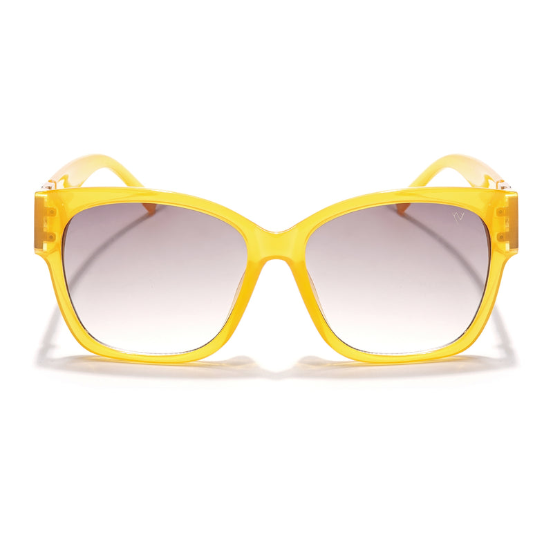Over Size Sunglasses (Brown & Clear Lens | Light Yellow Frame - MG5811)