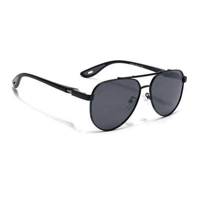 Sukhoi | Black Aviator Polarized Sunglasses for Men & Women | Black Lens - PMG7138