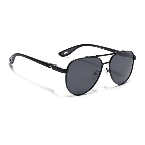 Sukhoi | Black Aviator Polarized Sunglasses for Men & Women | Black Lens - PMG7138